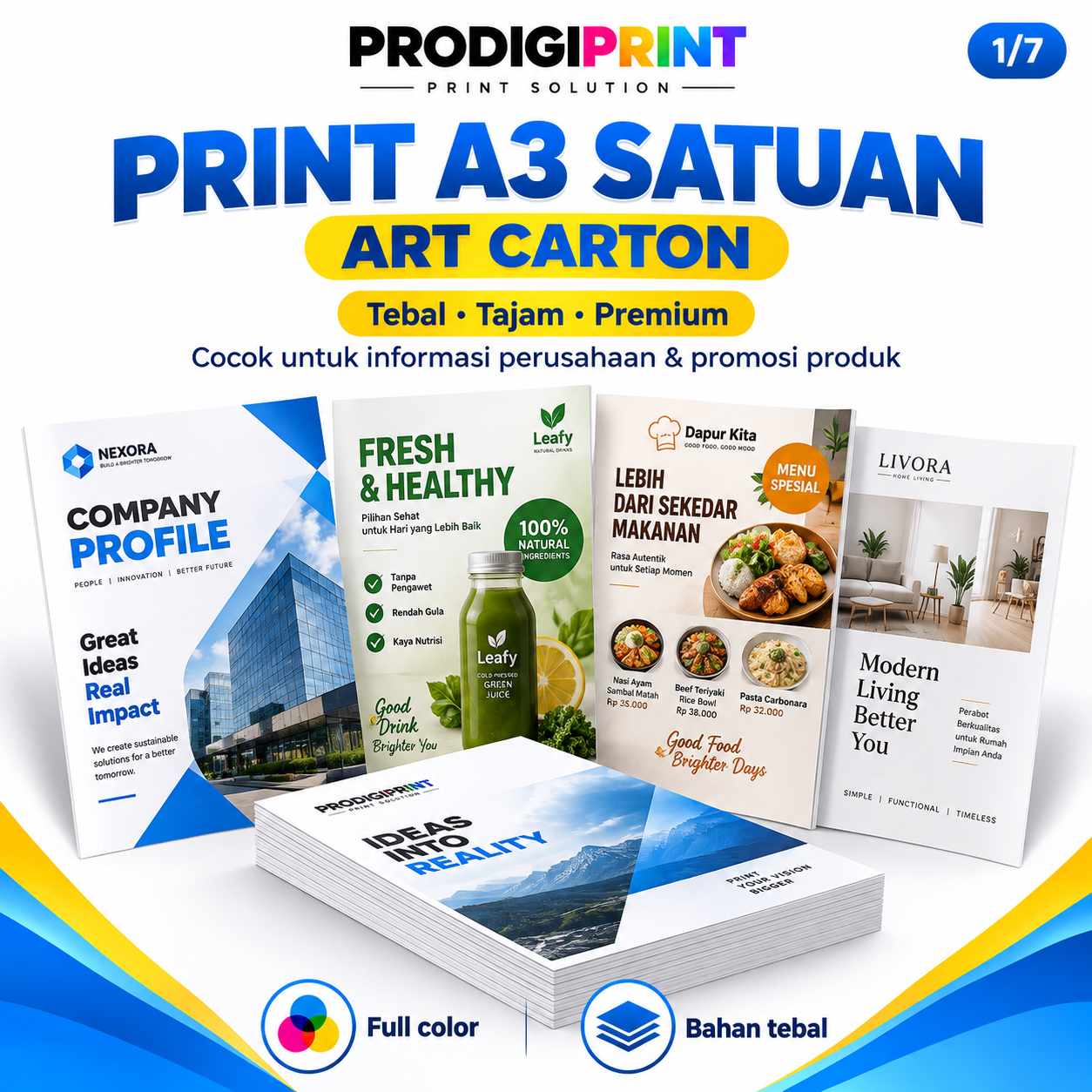 Print Warna Art Carton Perlembar A3