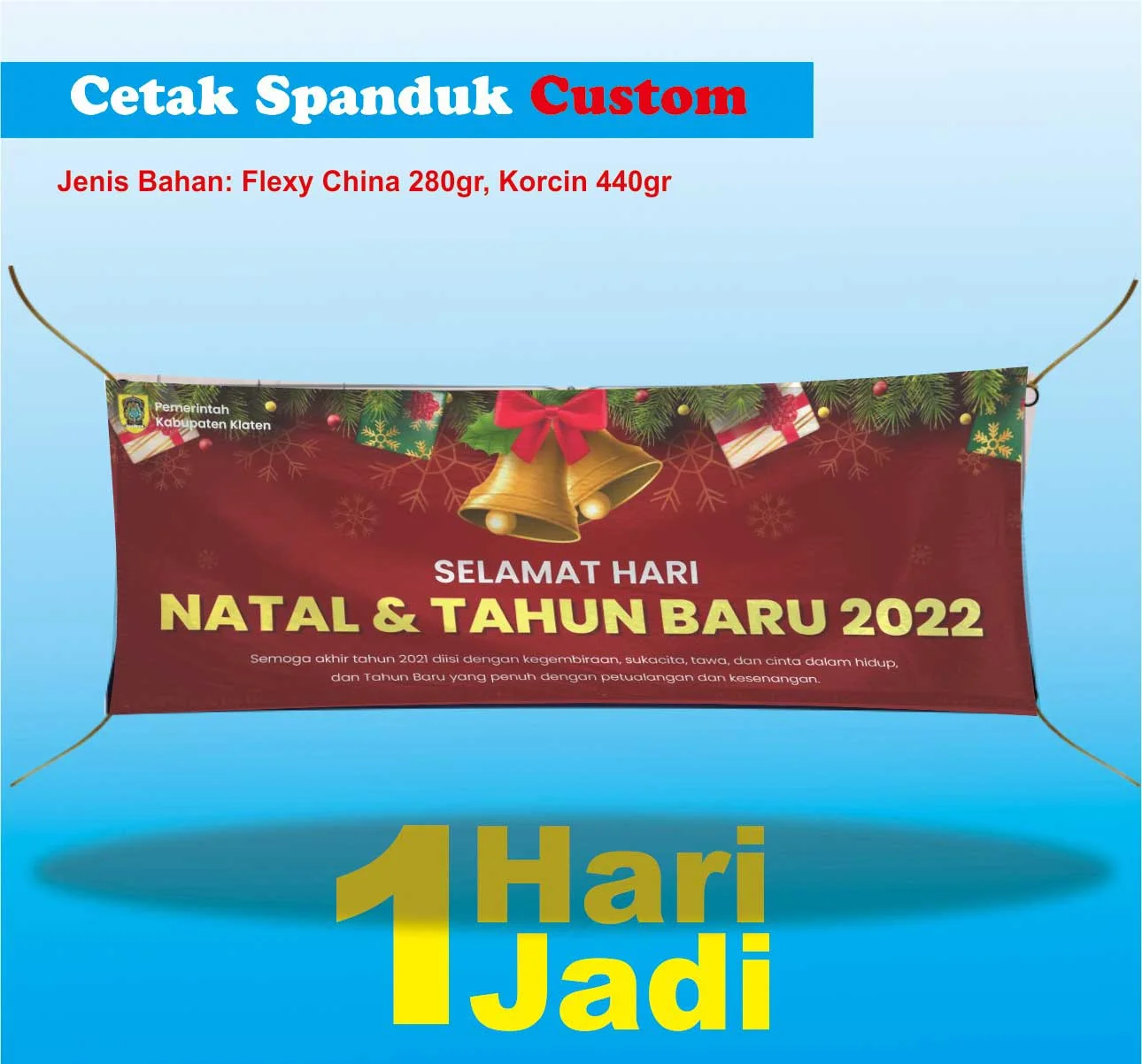 Spanduk Natal dan Tahun Baru 1 Hari Jadi